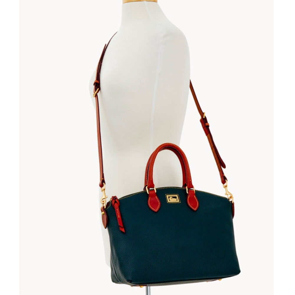 Dooney & Bourke Pebbled Leather Dillen Satchel in Navy - Picture 16 of 16